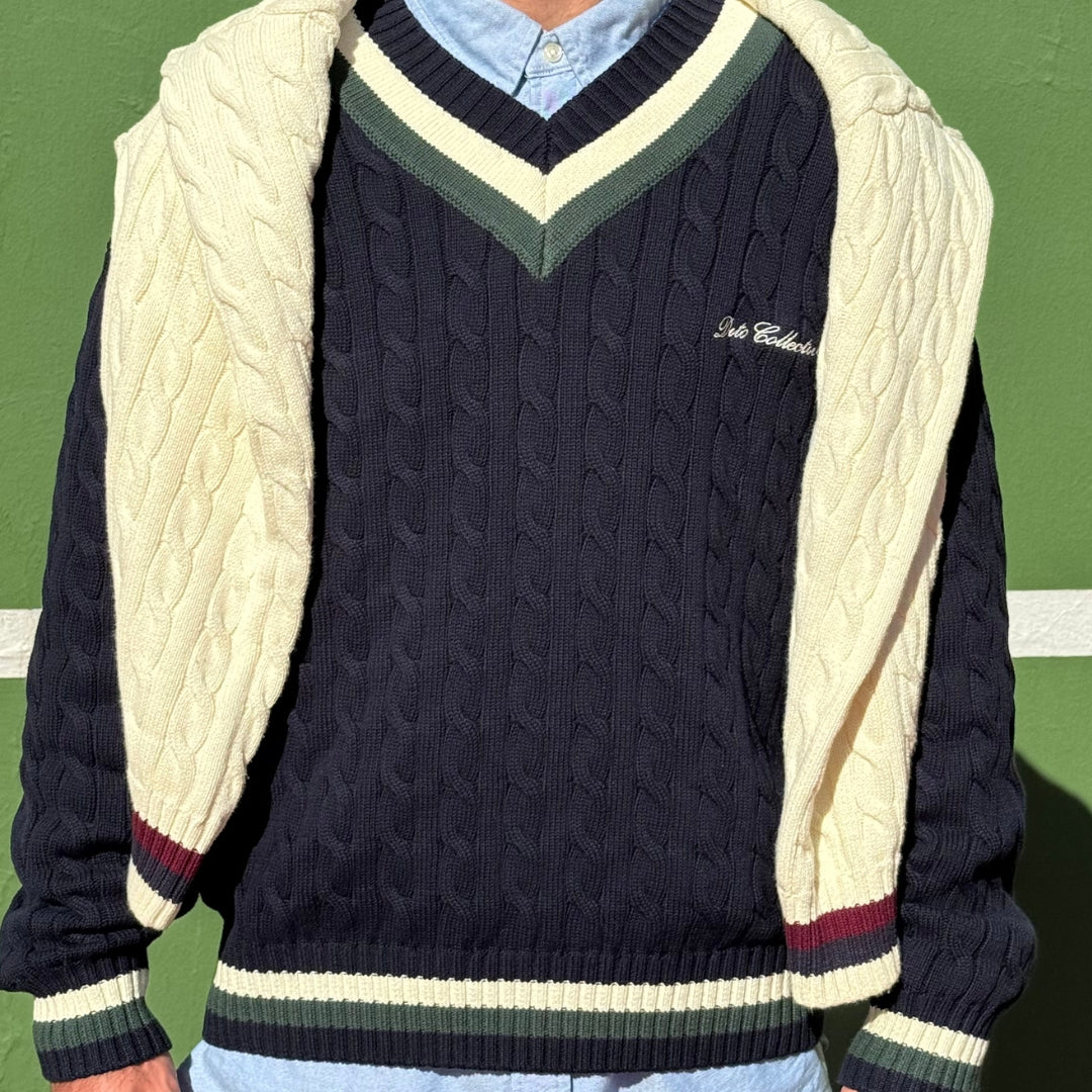 NAVY CABLE KNIT