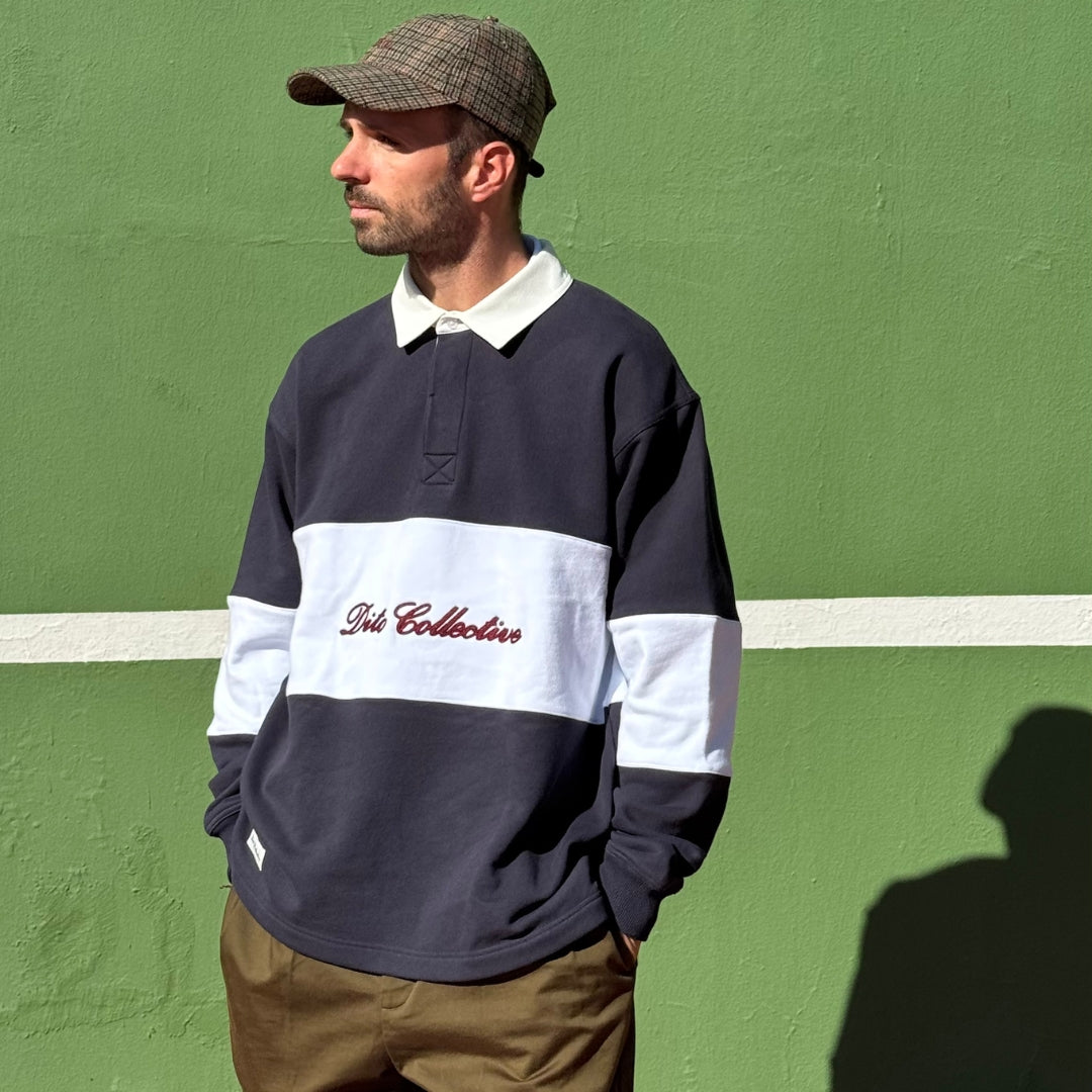 NAVY RUGBY SWEATER POLO