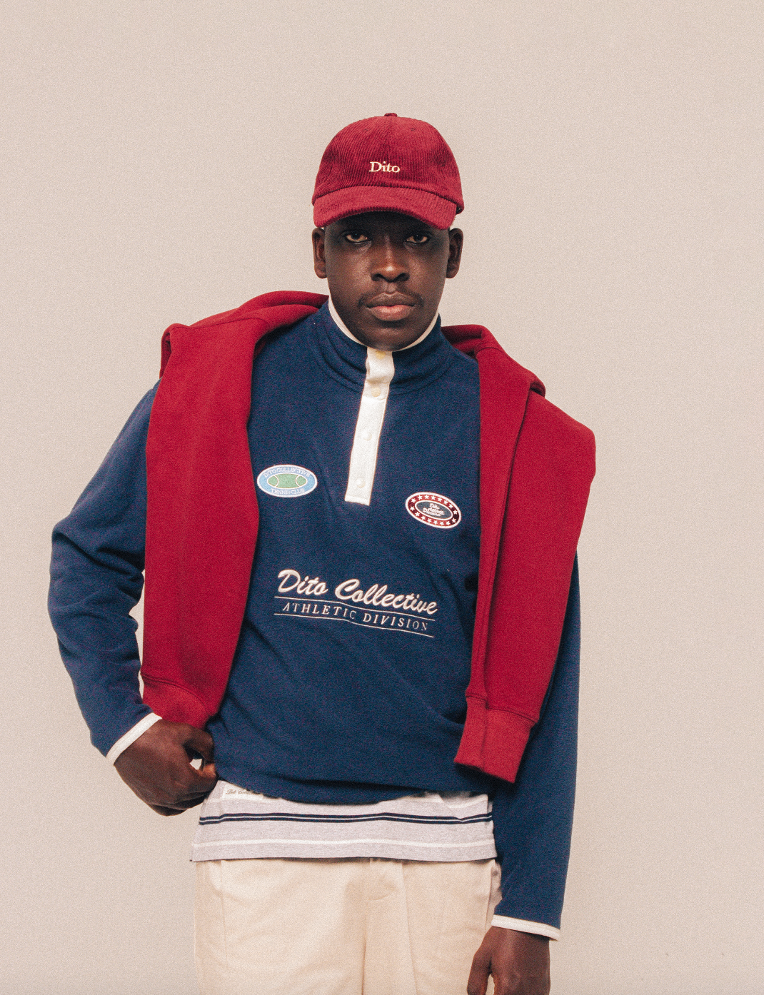 NAVY BUTTON FLEECE