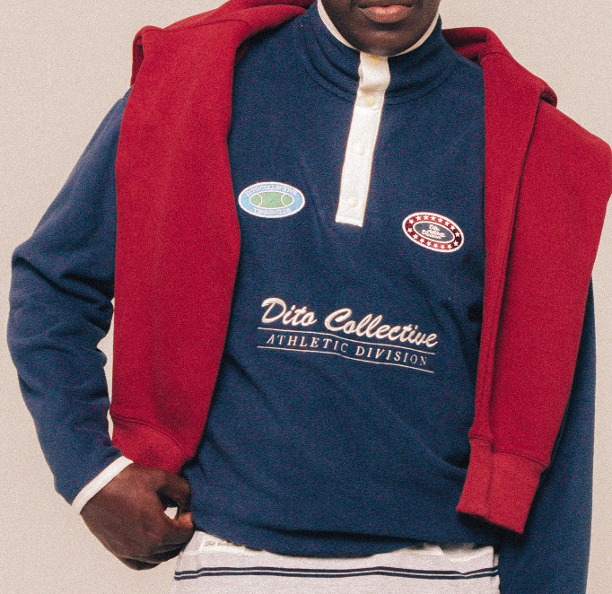 NAVY BUTTON FLEECE