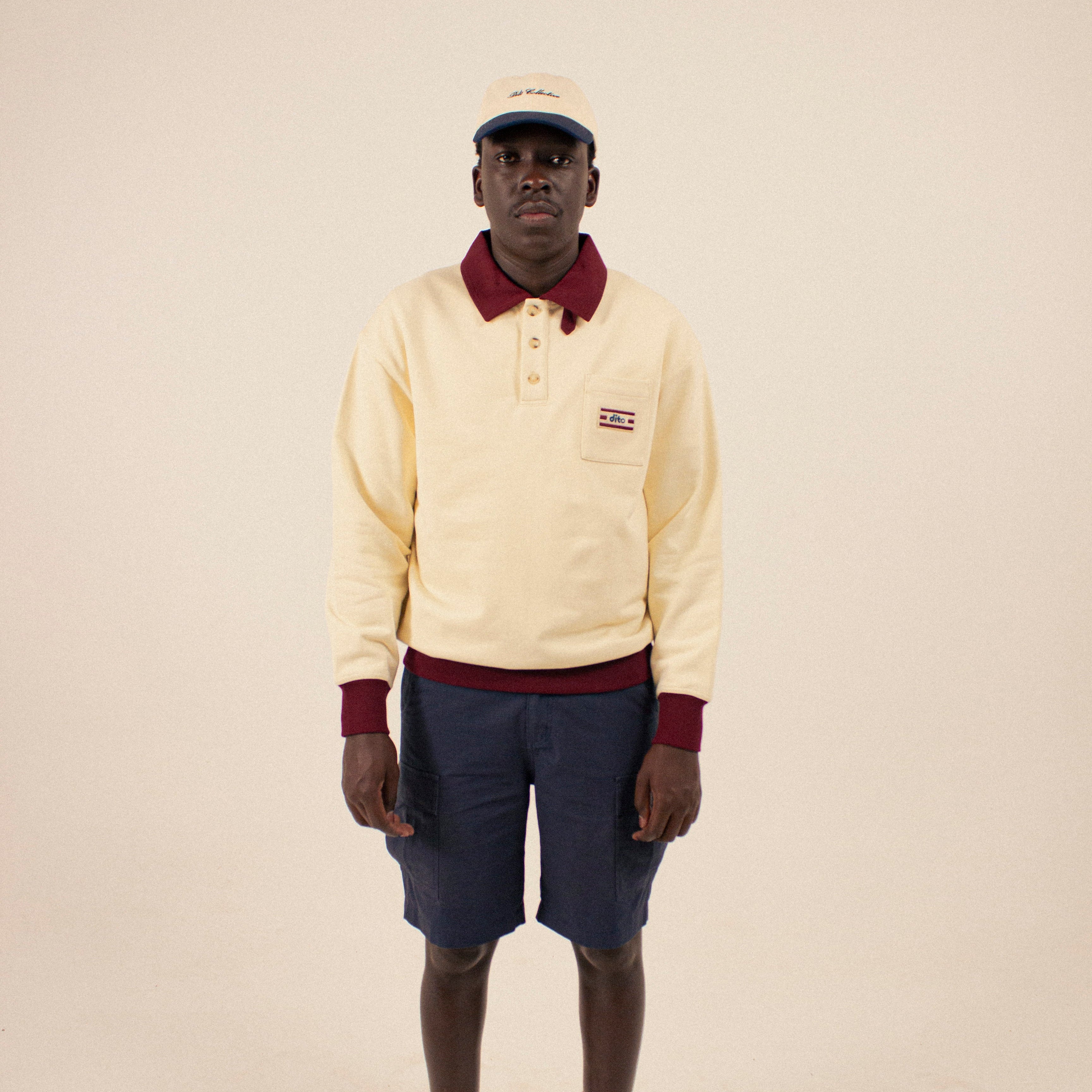 BURGUDY COLLAR QUARTER ZIP