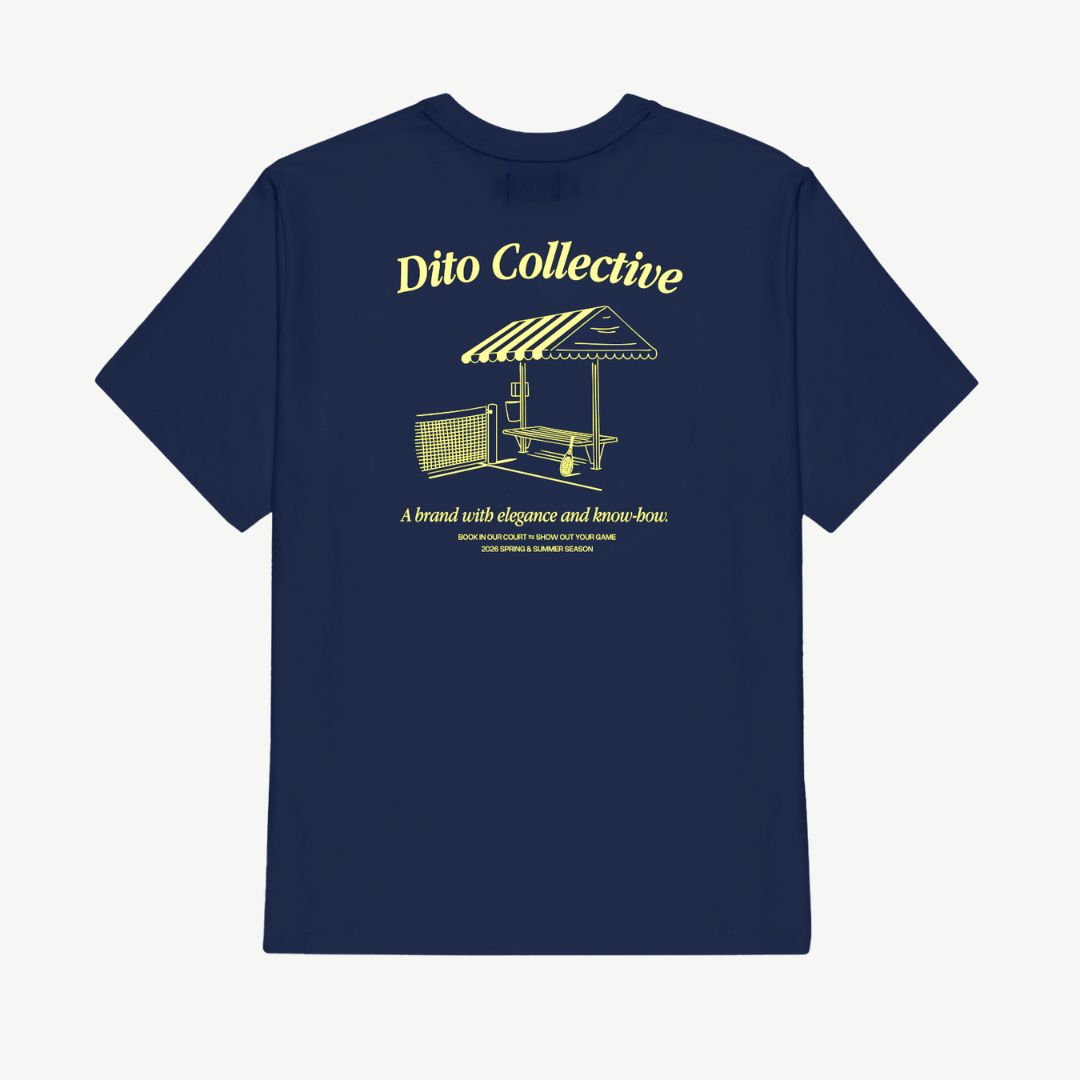 NAVY TENNIS BENCH TEE