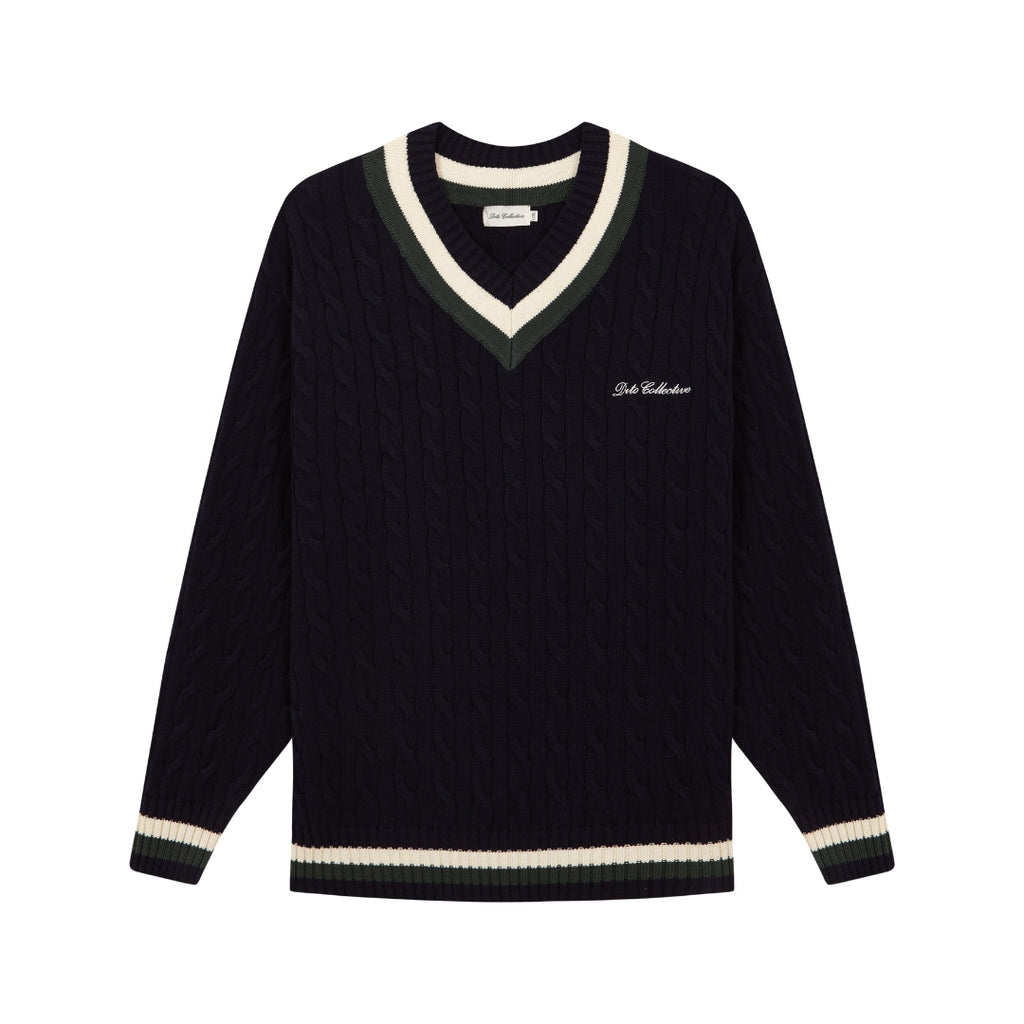 NAVY CABLE KNIT