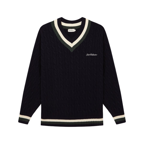 NAVY CABLE KNIT