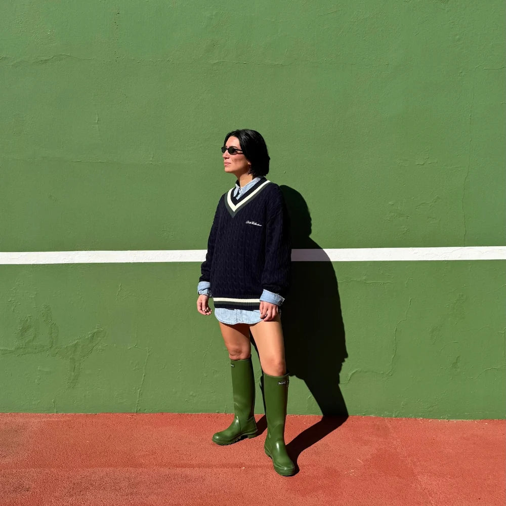 NAVY CABLE KNIT