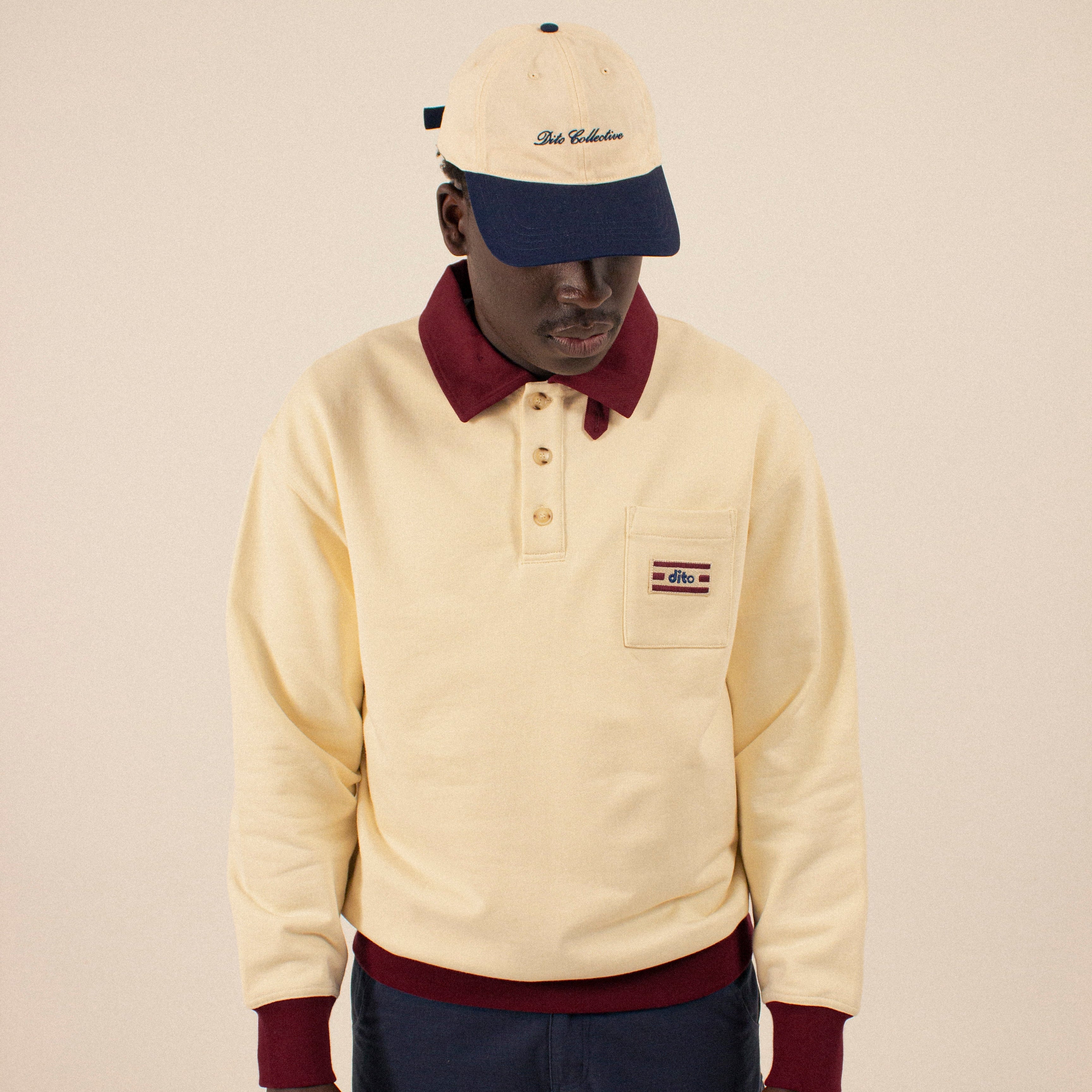 BURGUDY COLLAR QUARTER ZIP