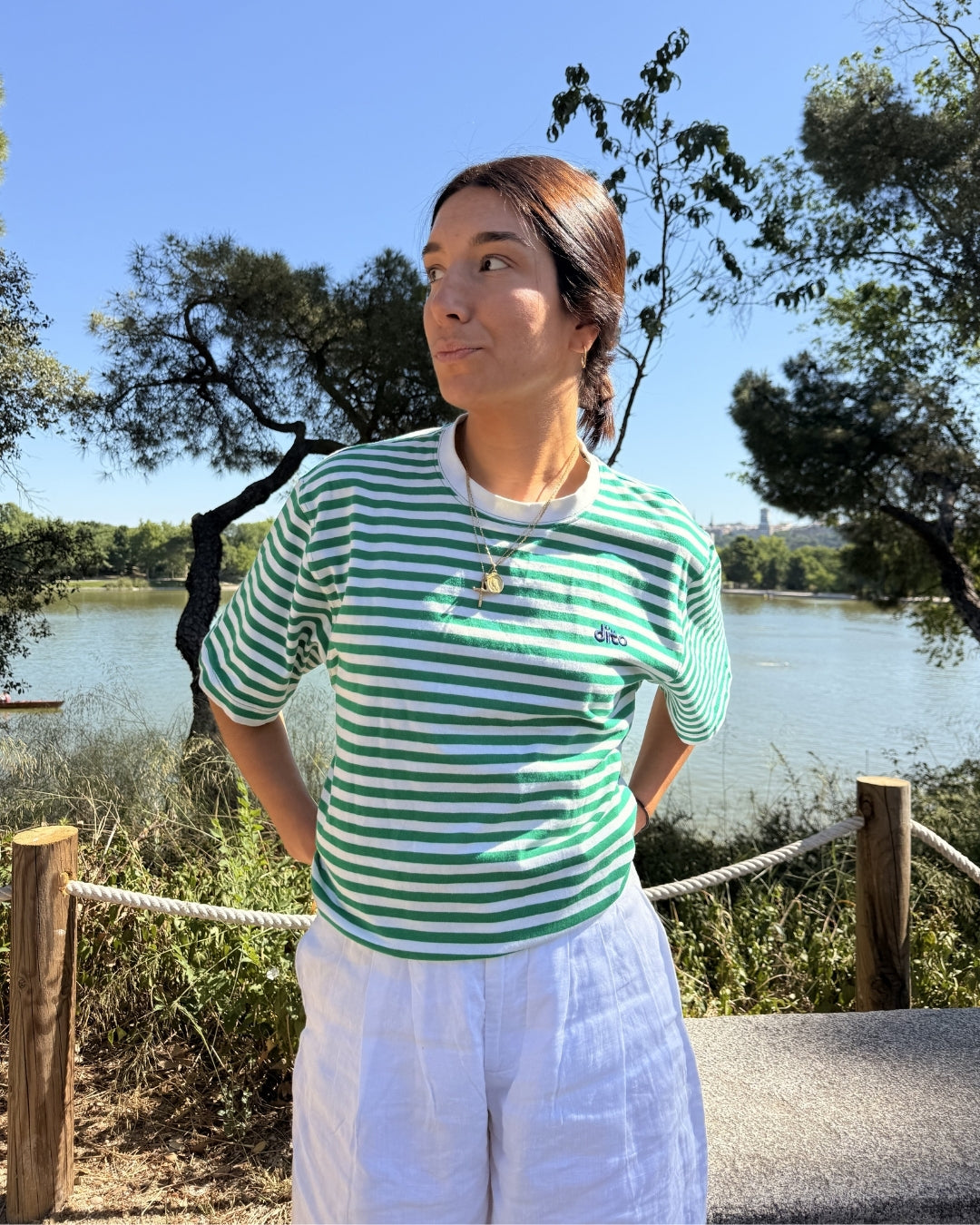 GREEN STRIPES TEE