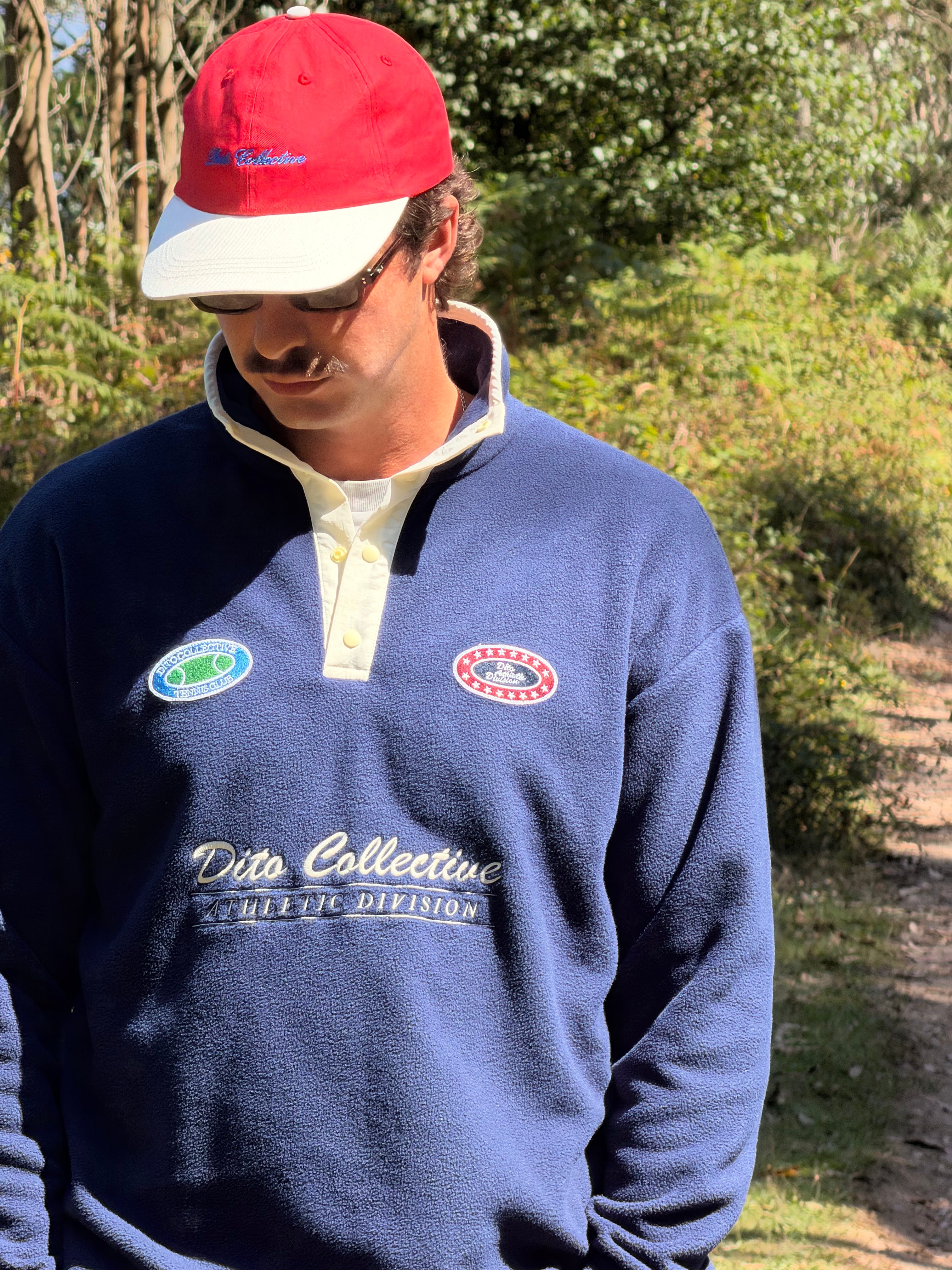 NAVY BUTTON FLEECE