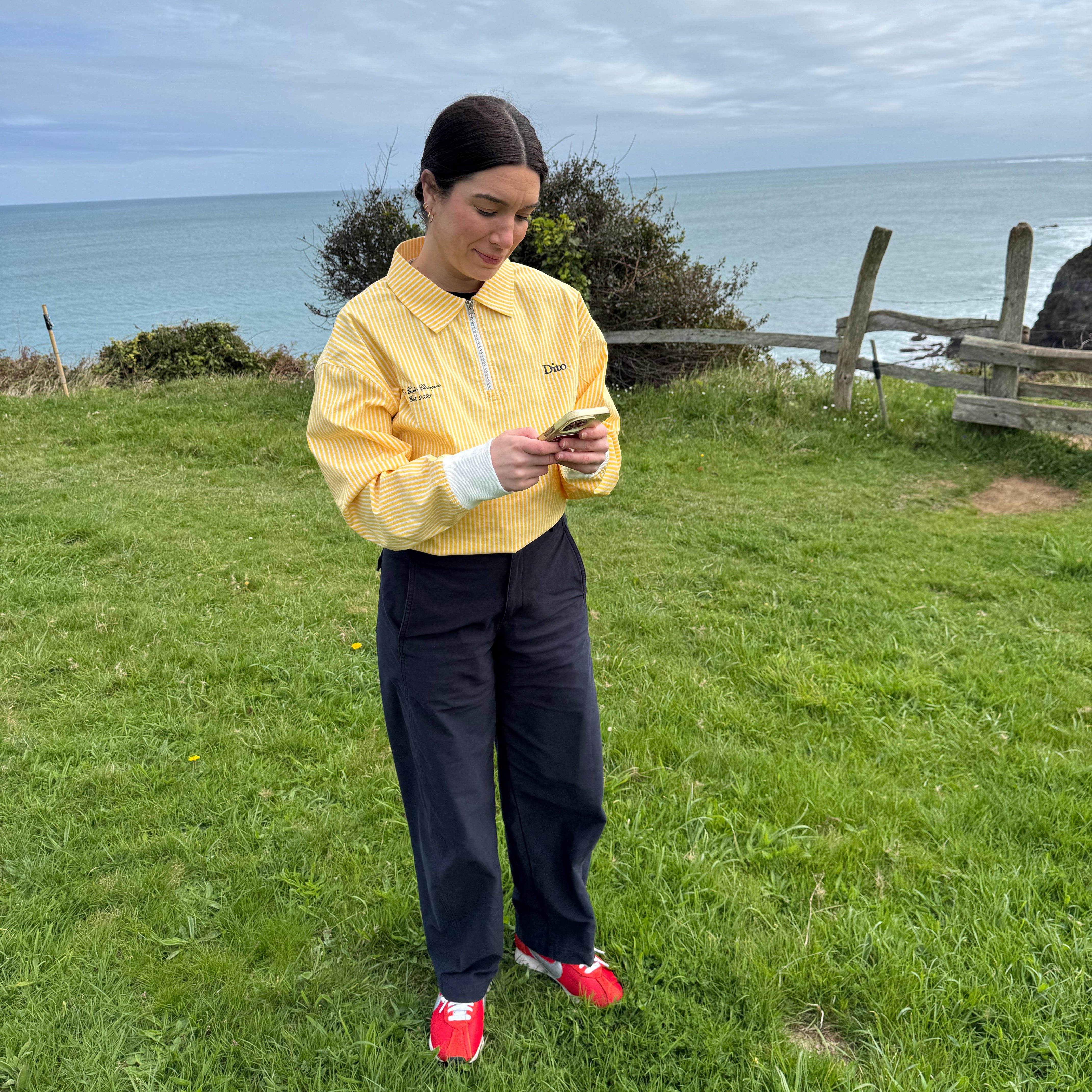 YELLOW STRIPES QUARTER ZIP