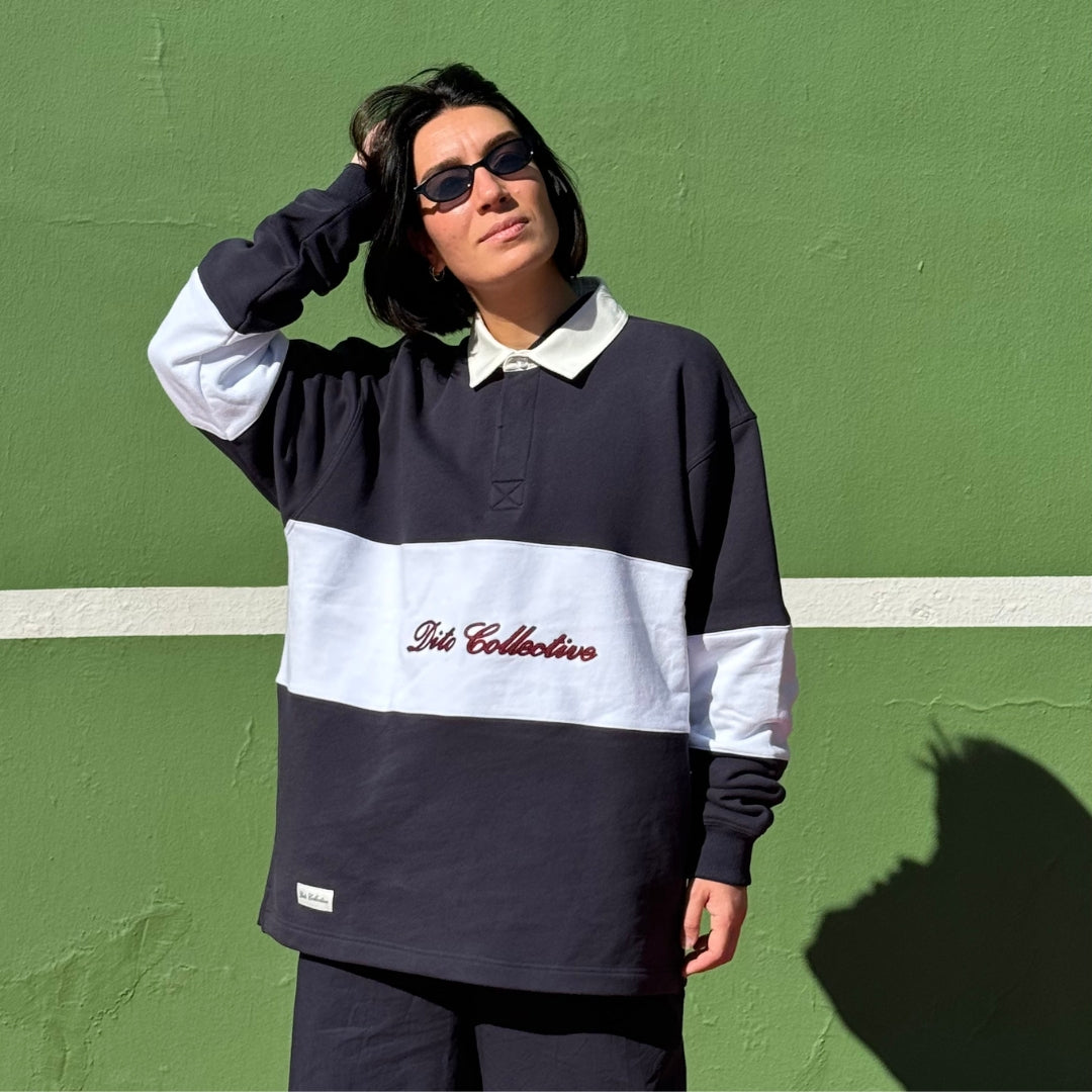 NAVY RUGBY SWEATER POLO